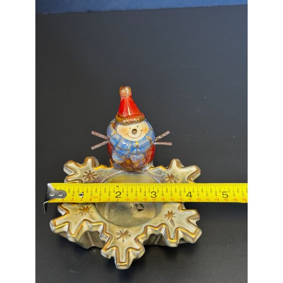 Ceramic Snowman Candle Holder In Star Shape For Christmas Decor - Festive Colors - Picture 10 of 11